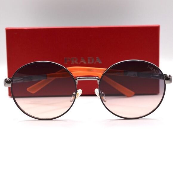 Prada Women’s Round Sunglasses | Silver/Black/Orange | Gradient Lens | New main image 15